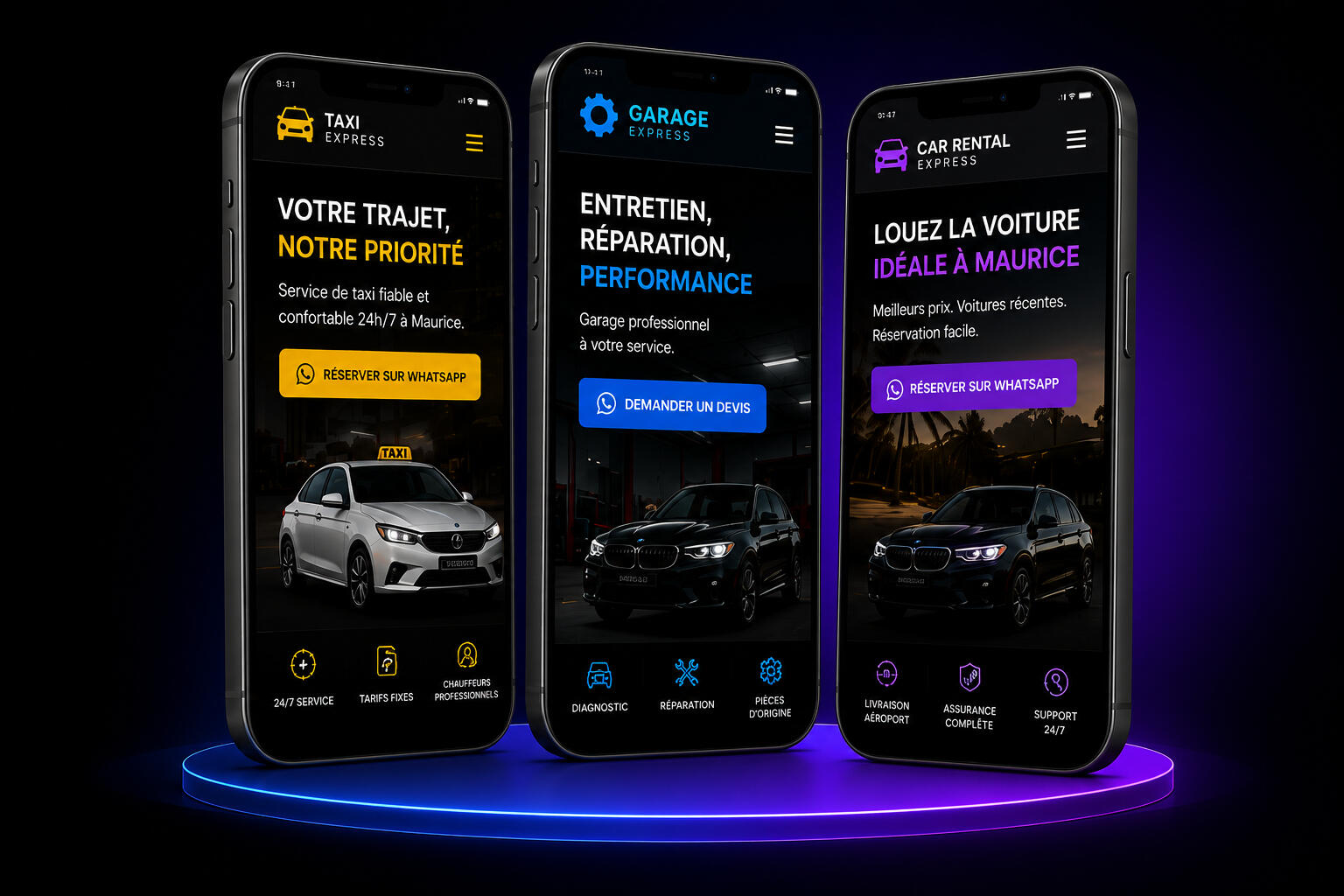 Des sites professionnels modernes, optimisés pour smartphone et conçus pour générer davantage de demandes et de réservations.